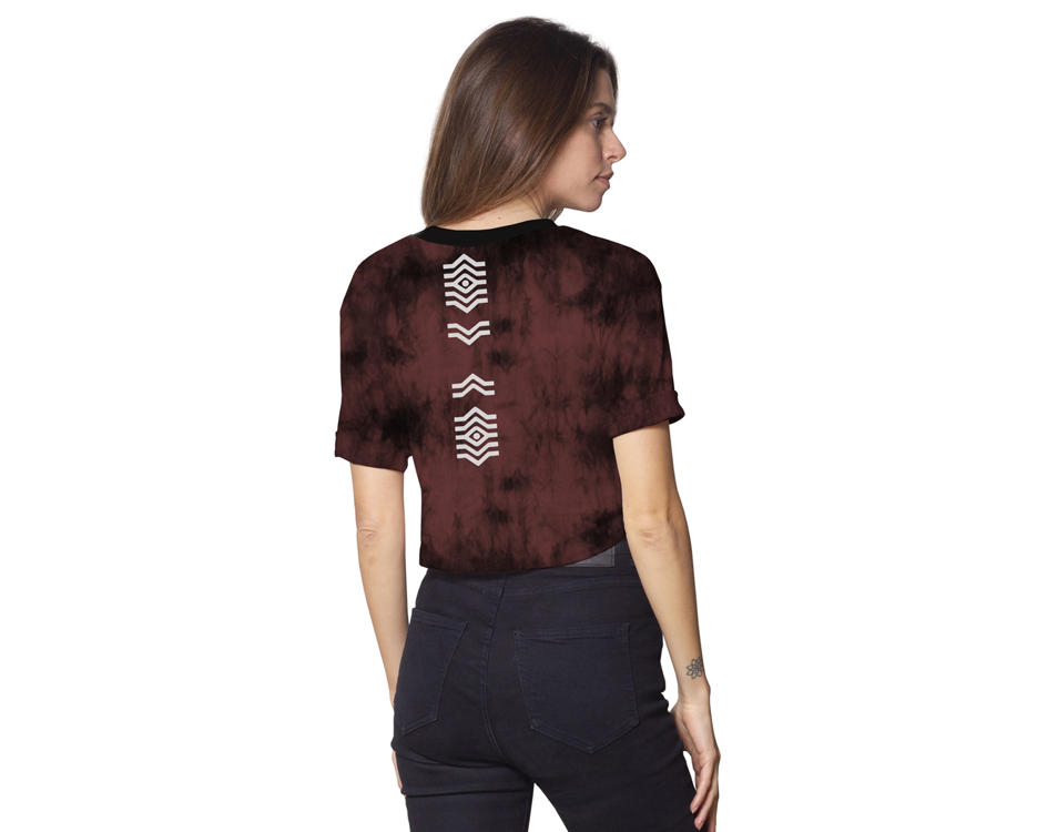 Bordeaux Tie Dye T-shirt with Silk Printed rave print